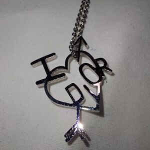 Dior Silver Necklace with Floating Heart Pendant